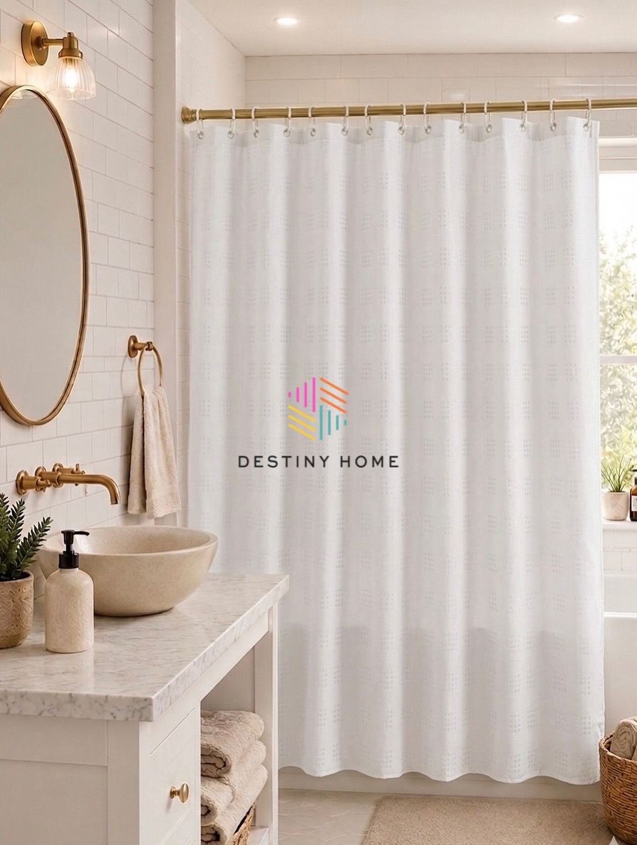 Cortina de Baño+ Ganchitos 
marca Destiny Home 
por Mayor 
$18.000 - Imagen 2