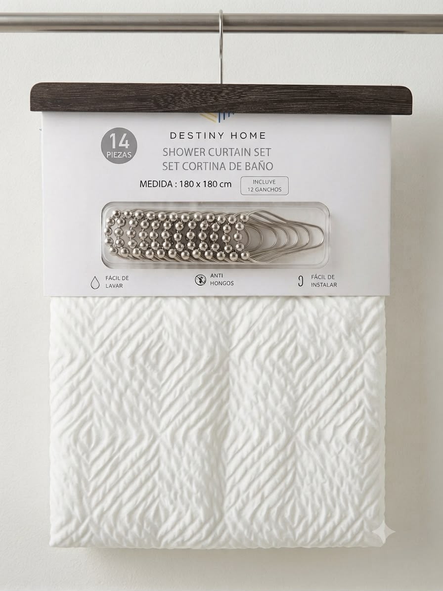 Cortina de Baño+ Ganchitos 
marca Destiny Home 
por Mayor 
$18.000 - Imagen 3