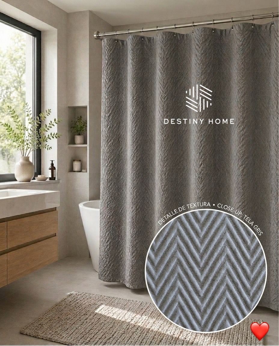Cortina de Baño+ Ganchitos 
marca Destiny Home 
por Mayor 
$18.000 - Imagen 5
