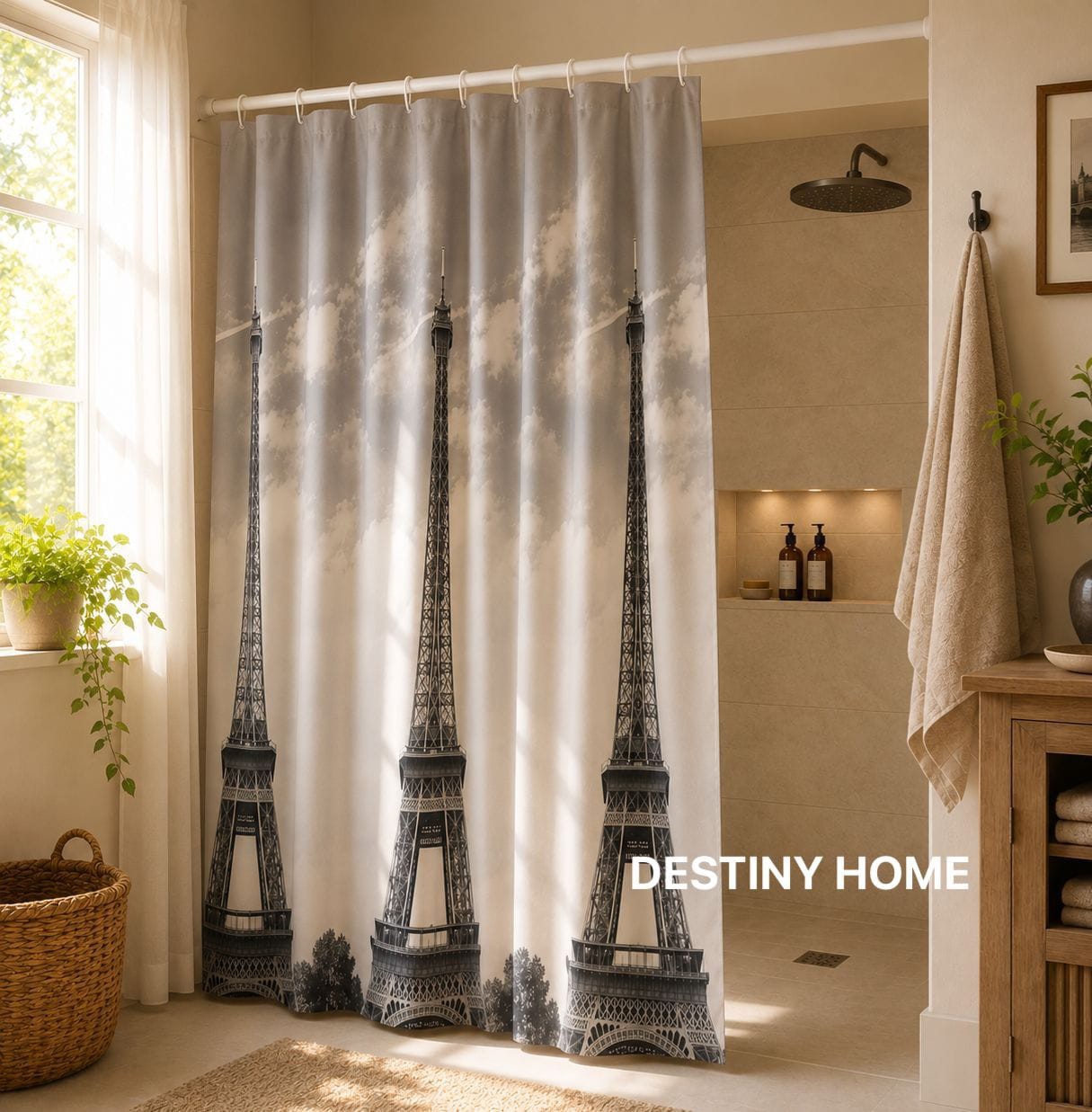 *cortinas de Baño Razo 
estampadas 
mide 170x180 Cm 
marca Destiny Home - Imagen 4
