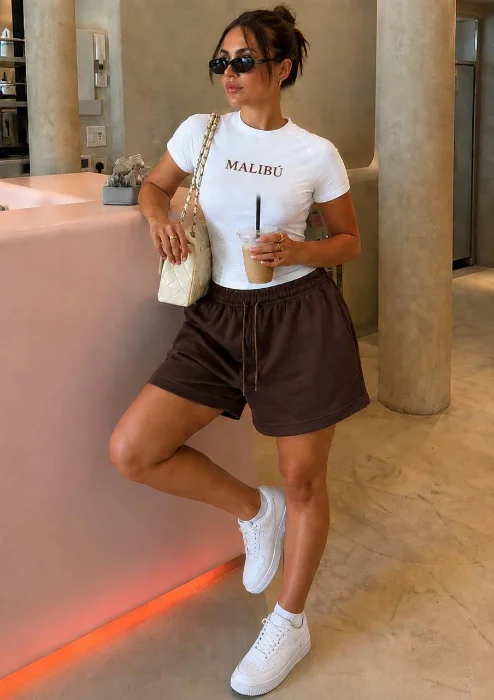 Short Liso de Algodón Peinado para Mujer