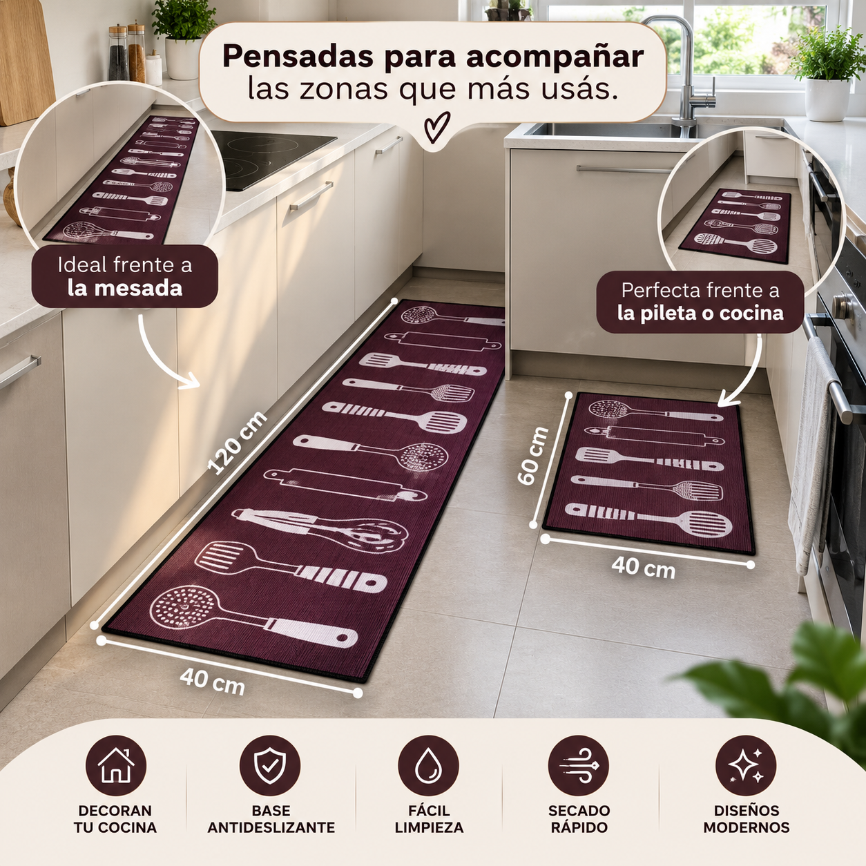 Set X2 Alfombras de Cocina Antideslizantes | Diseño, Confort y Fácil Limpieza - 5.png
