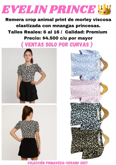 Remera Crop Animal Print con Mangas Princesas