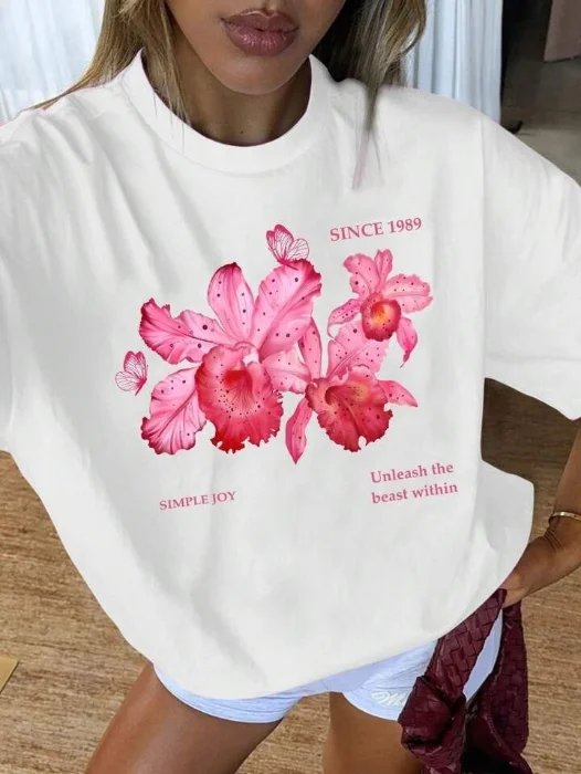 Remera Estampada Rosas Simple Joy