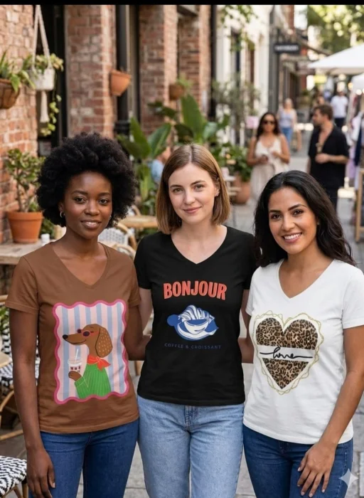 Remeras Cuello V Algodón Peinado Premiun