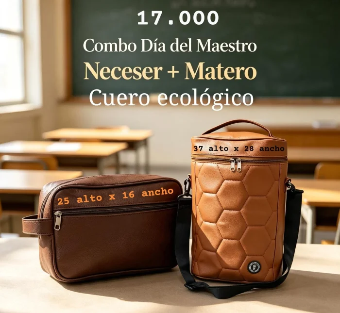Combo Matero + Neceser Cuero Ecológico Excelente Calidad