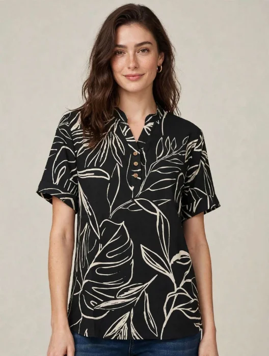 Camisola Cuello Mao, Manga Corta