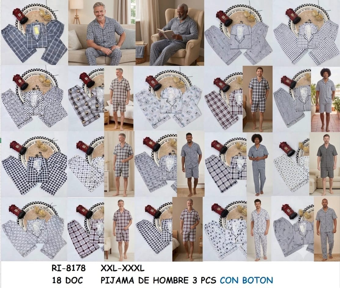 Pijama Camisero 3 Piezas Unisex - Imagen 4