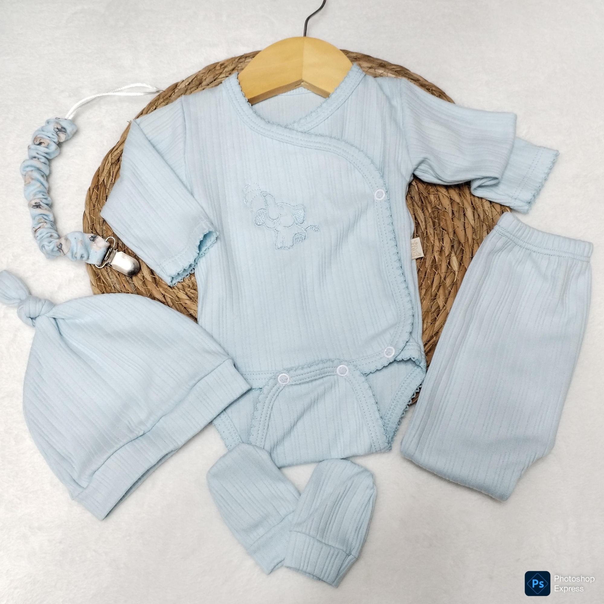 Ajuar 4 Piezas Body Kimono Picot - Imagen 2