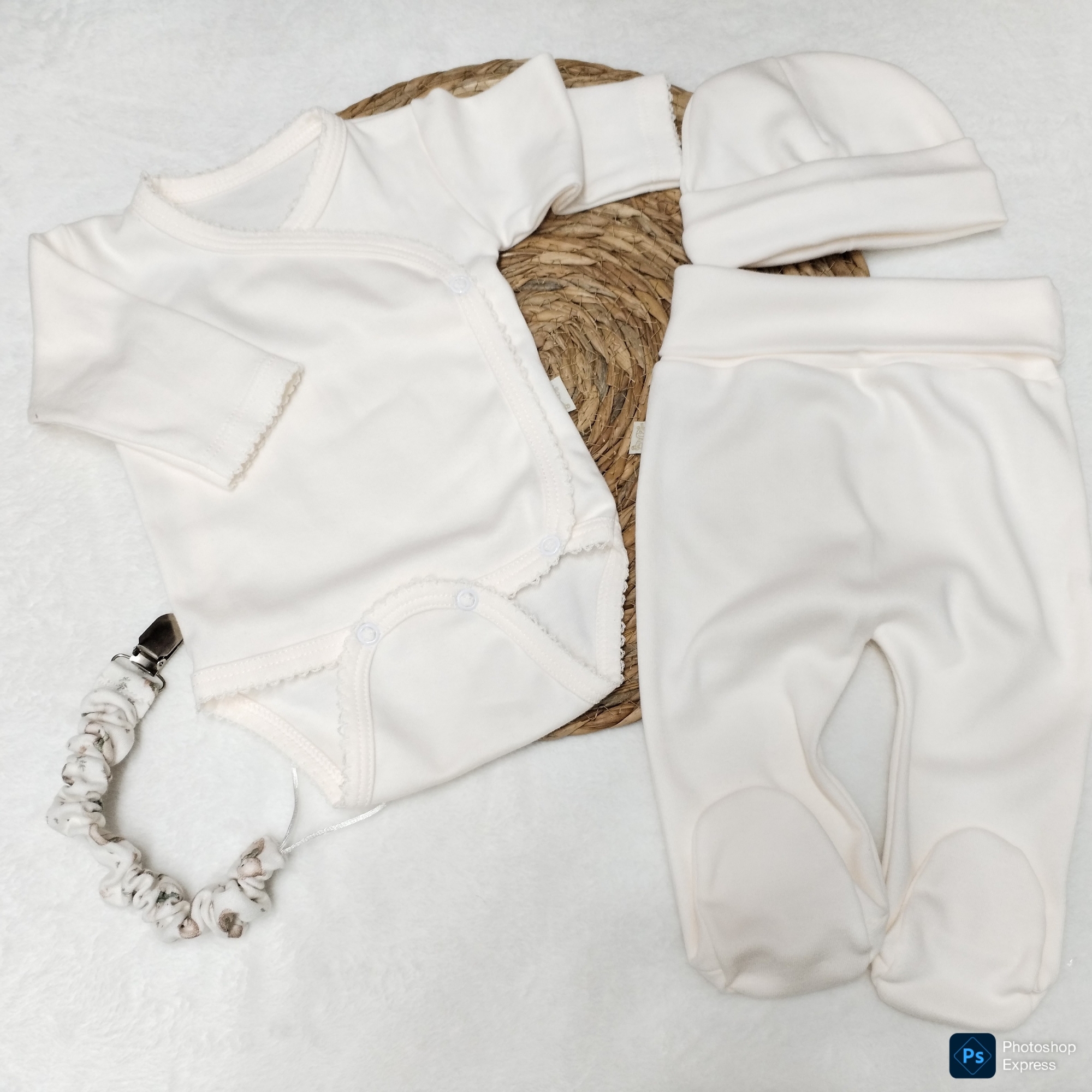 Ajuar 3 Piezas Body Kimono Picot - Imagen 3