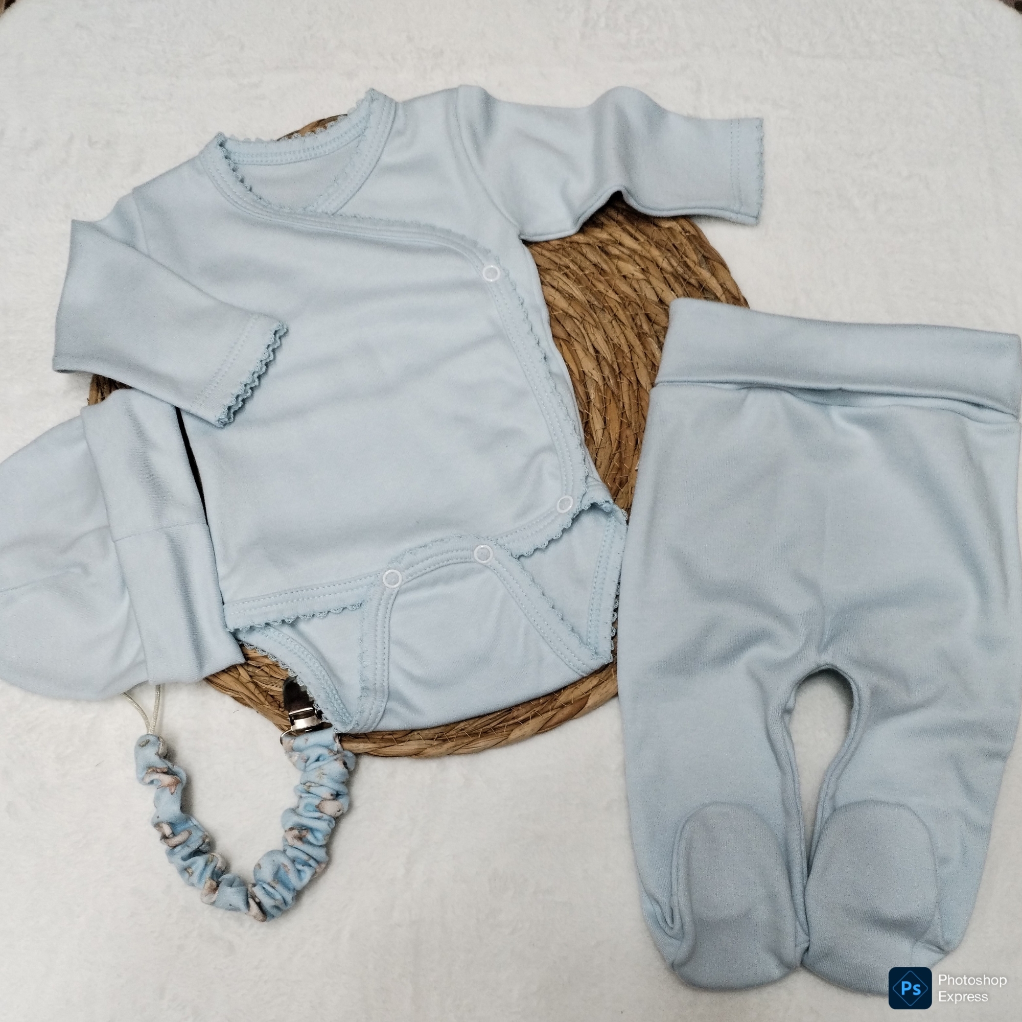 Ajuar 3 Piezas Body Kimono Picot - Imagen 2