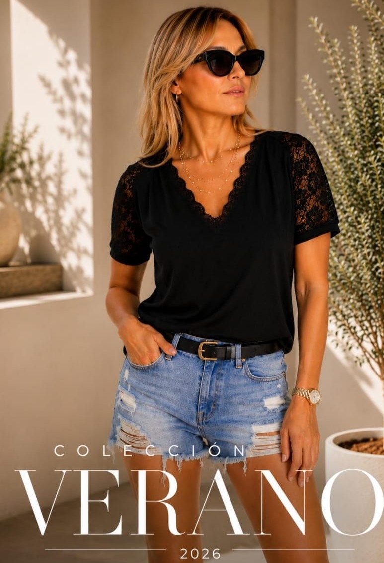 Remera Escotev con Puntilla - Imagen 4