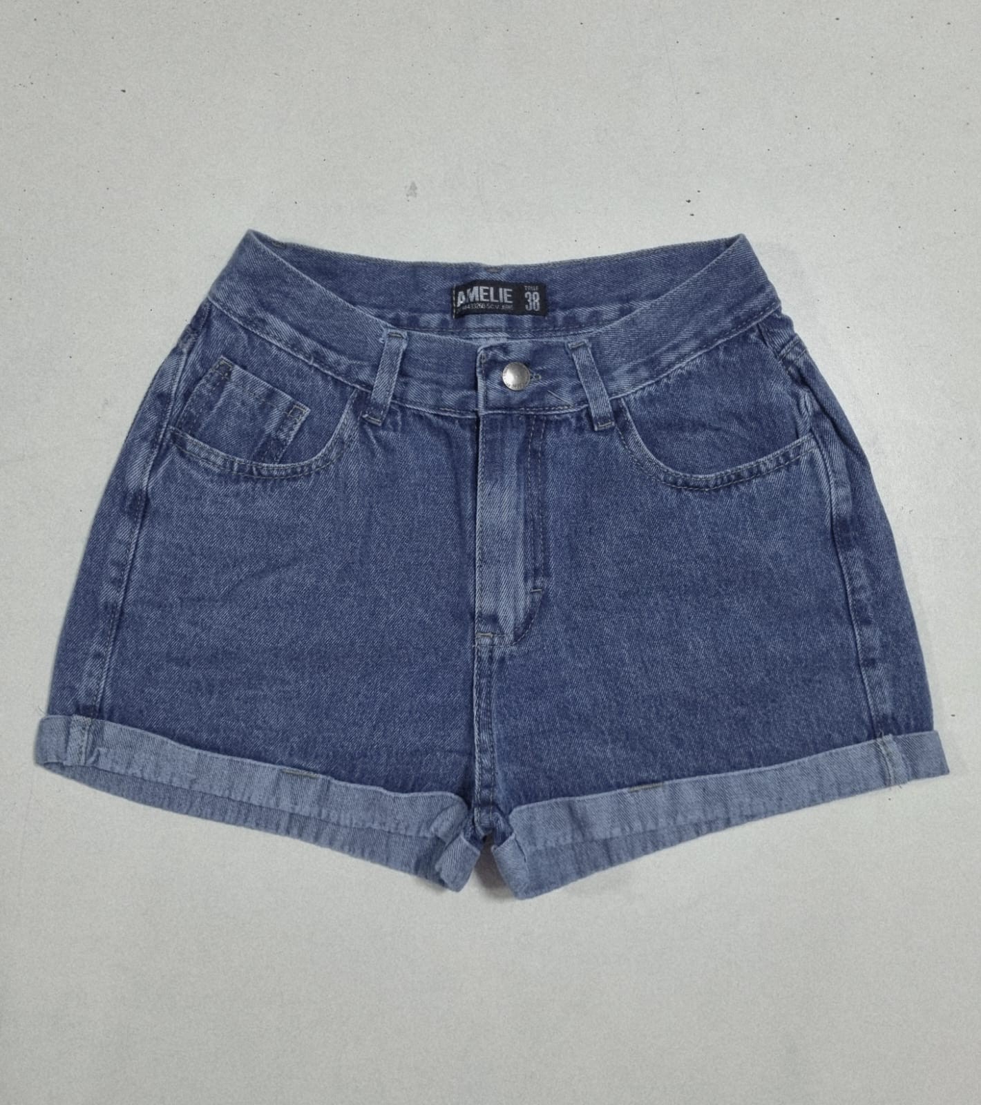 Shorts Rígido con Dobladillo Azul Nevado - Imagen 2
