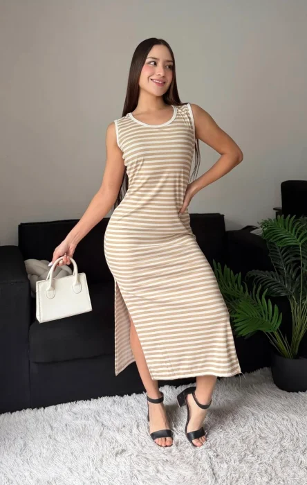 Vestido Lineal Morley Largo con Tajos - Mai