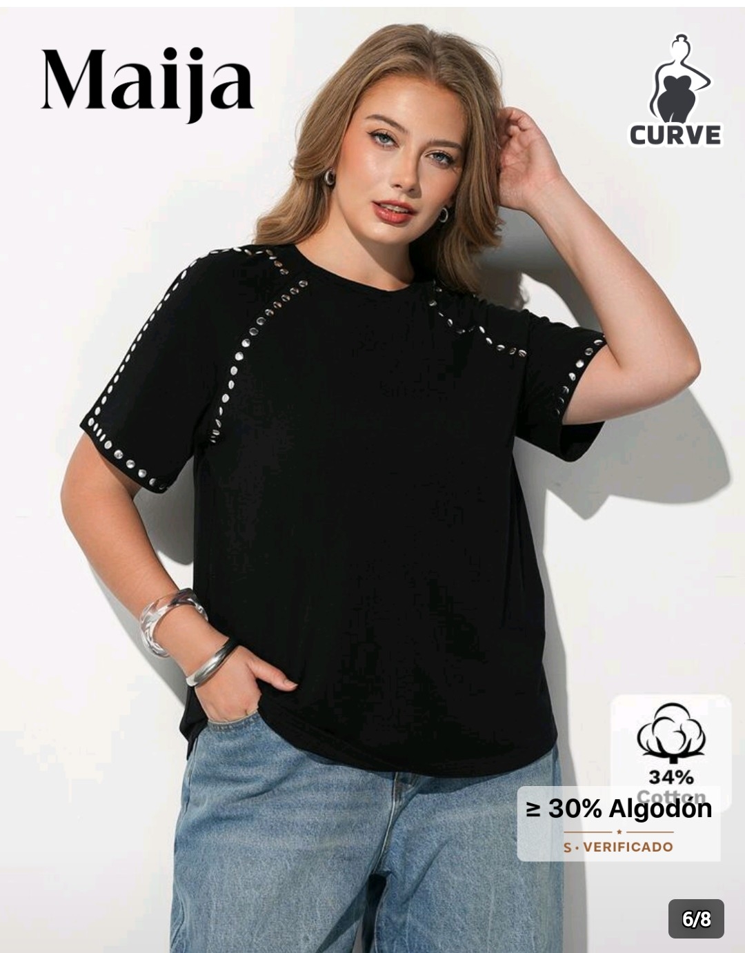 Remera Algodón Tachas Curvy Especial - Imagen 3