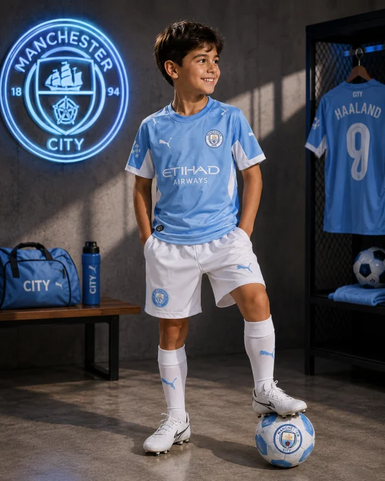  Conjunto Manchester City  Haaland   Conjunto de Niño Sublimado Premium