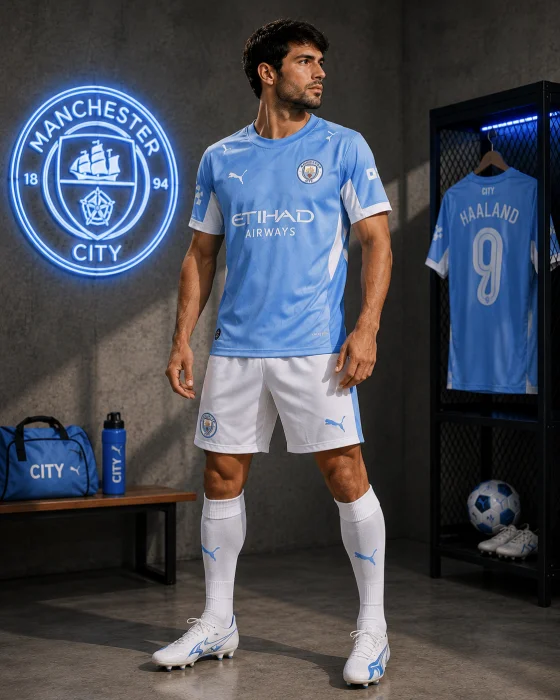  Conjunto Manchester City  Haaland   Conjunto de Adulto Sublimado Premium
