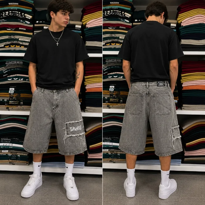 Bermudas Baggy Bordados