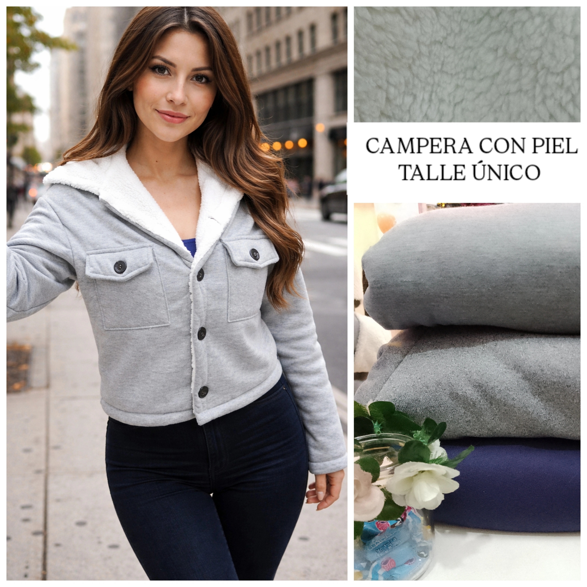 Campera con Piel Liquidación - Imagen 2
