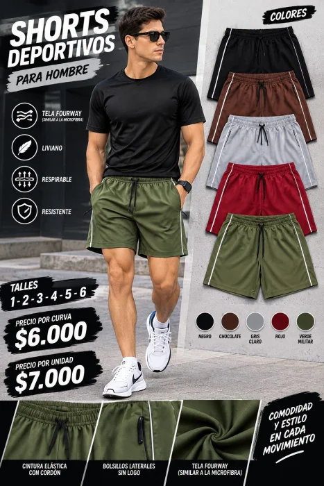 Shorts Deportivo de Hombre Lisos