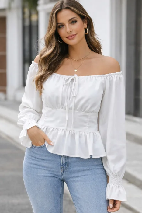 Blusas con  Fruce Manga Larga