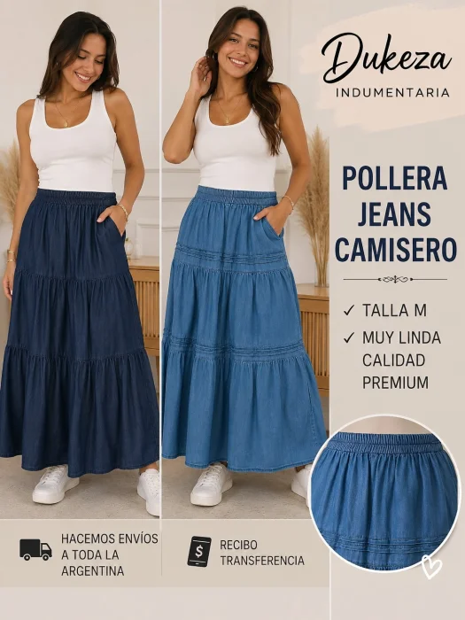 Pollera Jeans Larga