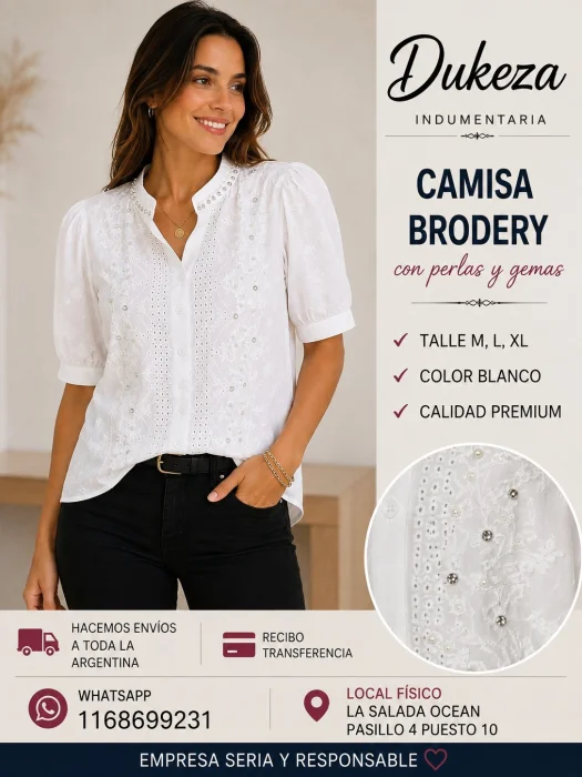 Camisa Brodery con Gemas