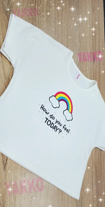 Remeras Cortas de Algodon "arcoiris" (por Curva)