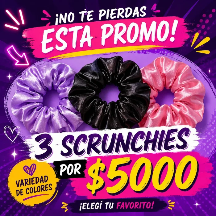Scrunchies en Saten X 3 Unidades