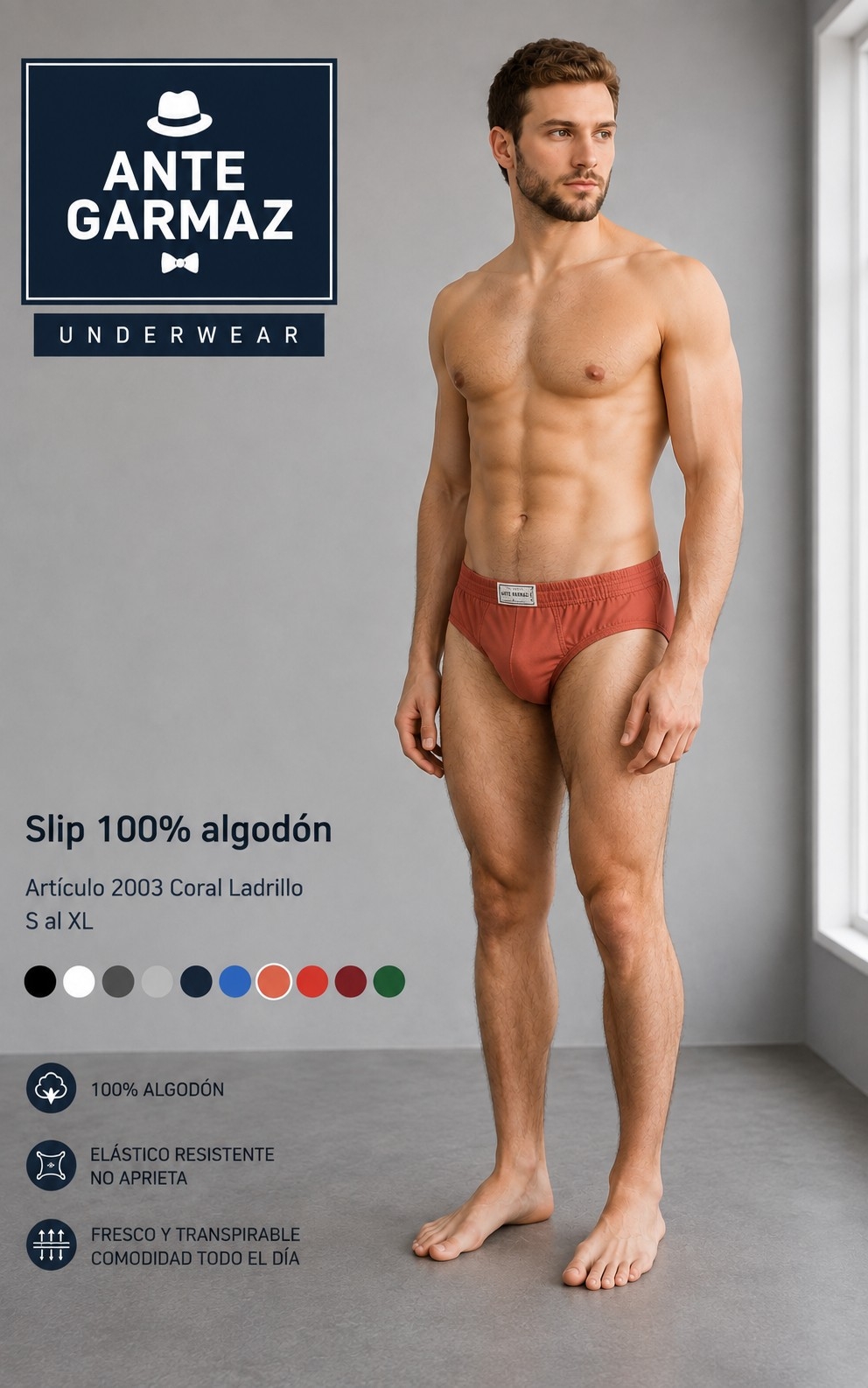 (art: Sl2003) Slip Hombre Algodón Ante,garmaz - Imagen 4