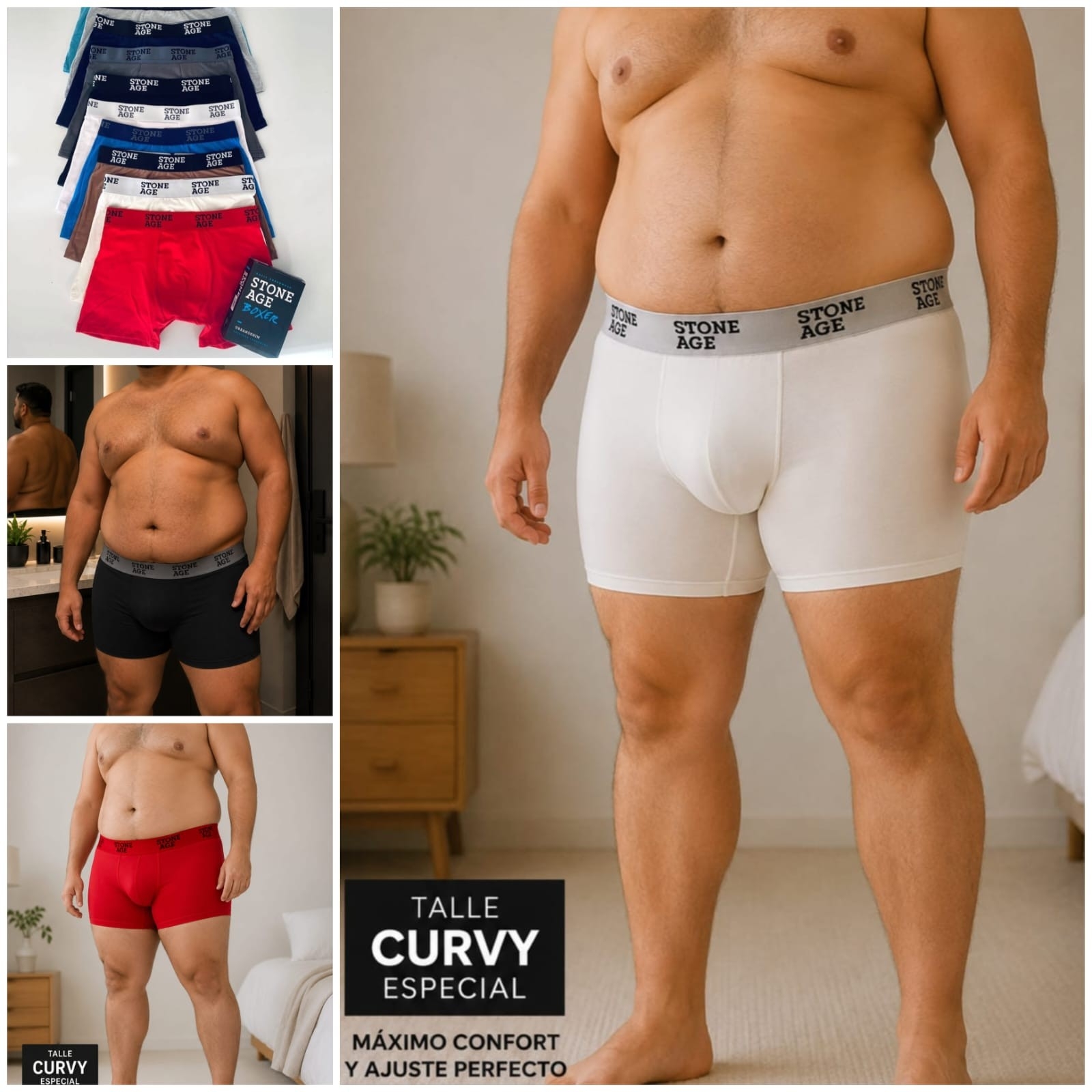 (art:st155e) T/especial Boxer Stoneage Liso Hombre Original - Imagen 2