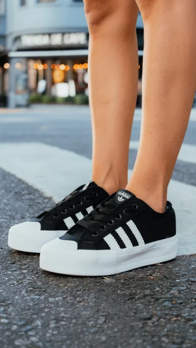Zapatillas Plataforma Nizza Negro y Blanco