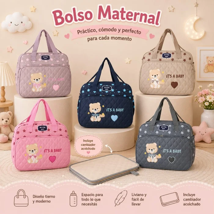 Bolso* *maternal con Cambiador*  Impermeable de Excelente Calidad.
 *reforzada*.