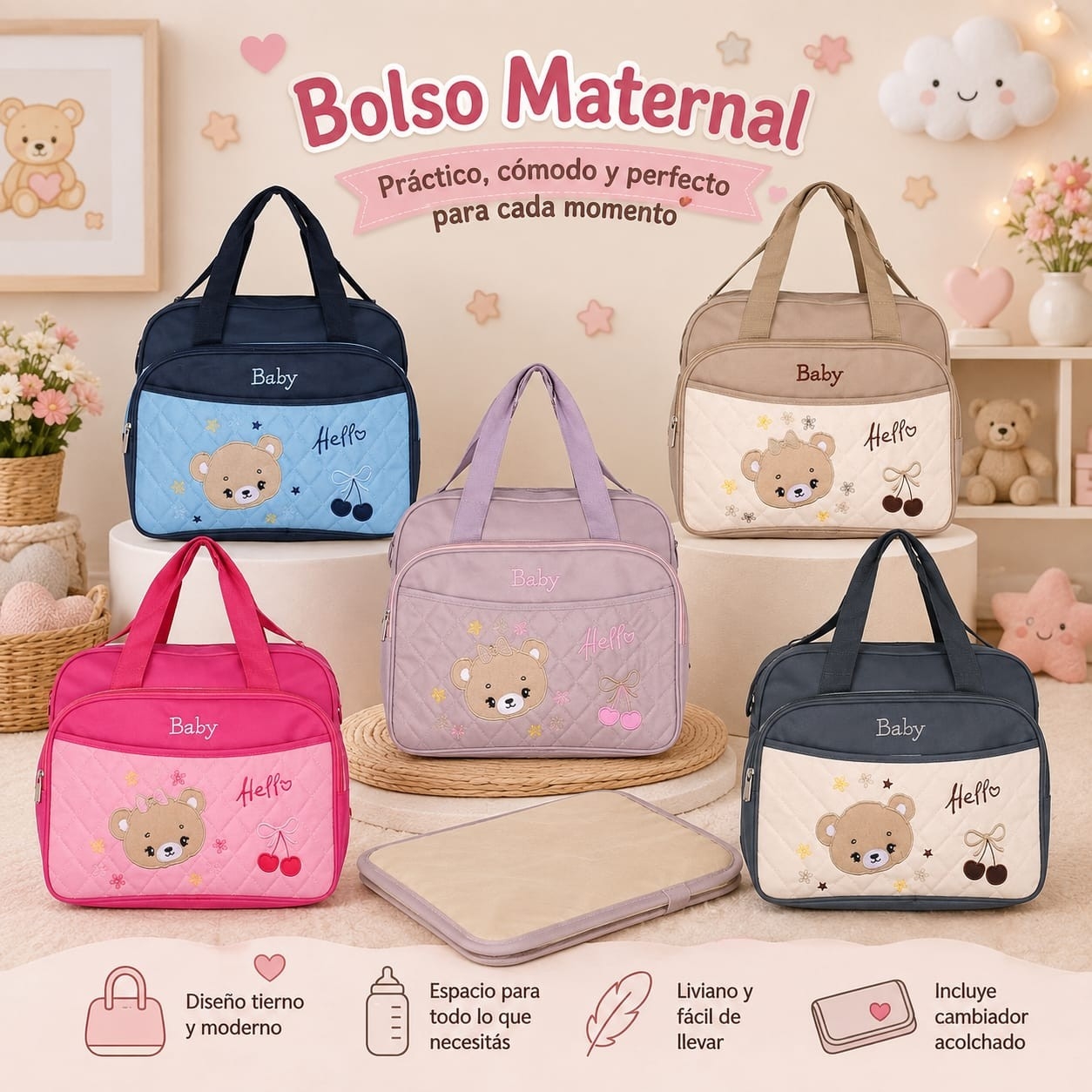 Bolso* *maternal con Cambiador* Impermeable de Excelente Calidad.* - Imagen 1