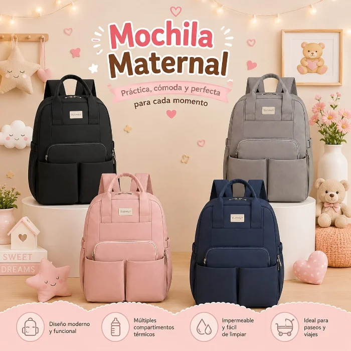 Mochila *maternal Grande*  Impermeable de Excelente Calidad.
 *reforzada*.