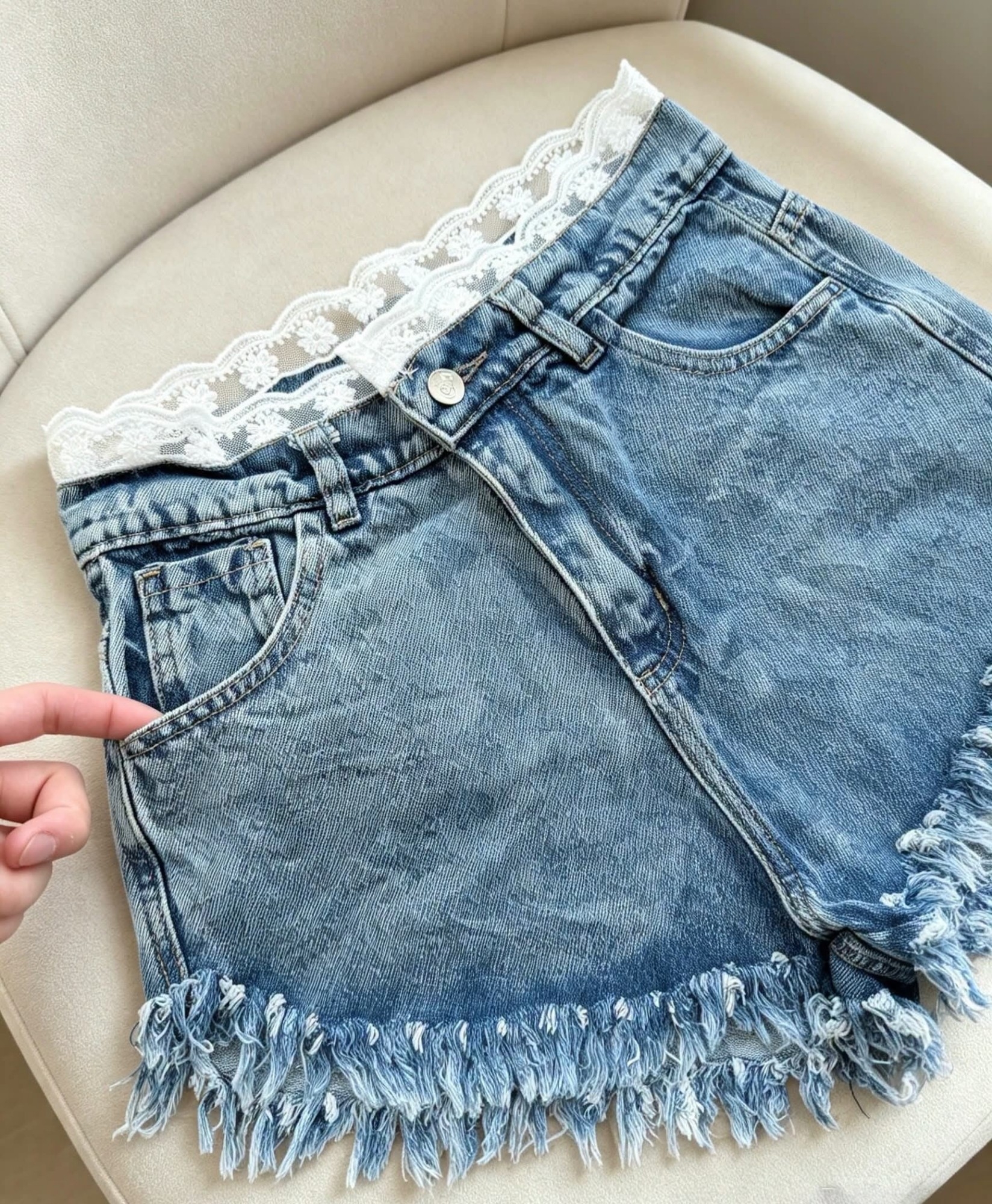 Short Desflecado con con Encaje(leer Descripción) - Imagen 3