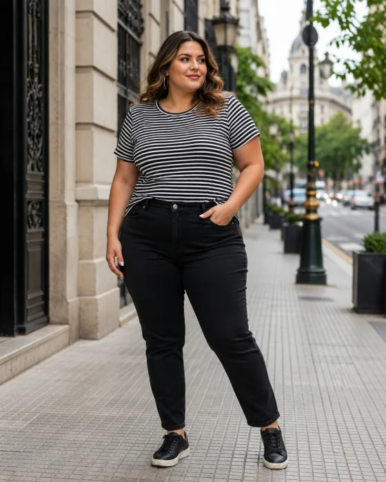 Remera Rayada Modal Plus Size
