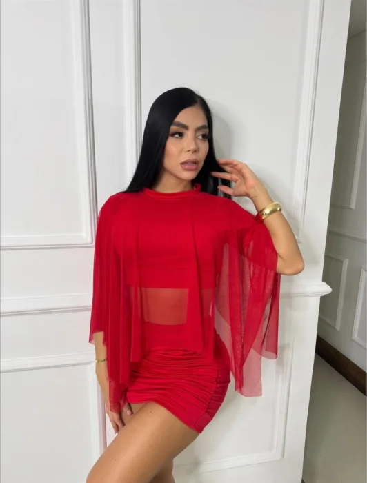 Conjunto Micro Tul Top y Pollera