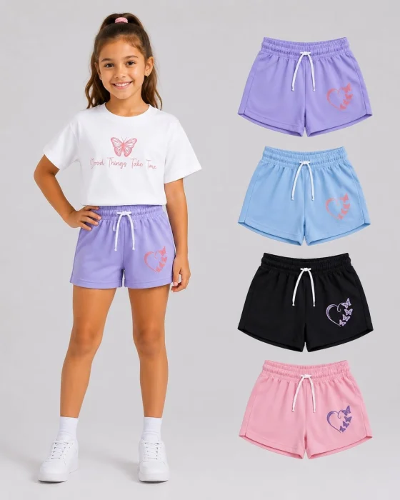 Conjuntos Nenas Short Rustico Remeras Jersey 24/1 ( Algodón Peinado )