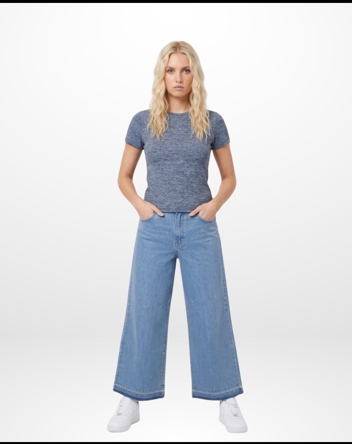 Art 26v100 Jeans Wide Leg con Botamanga Diferente Celeste Prelavado - Imagen 2