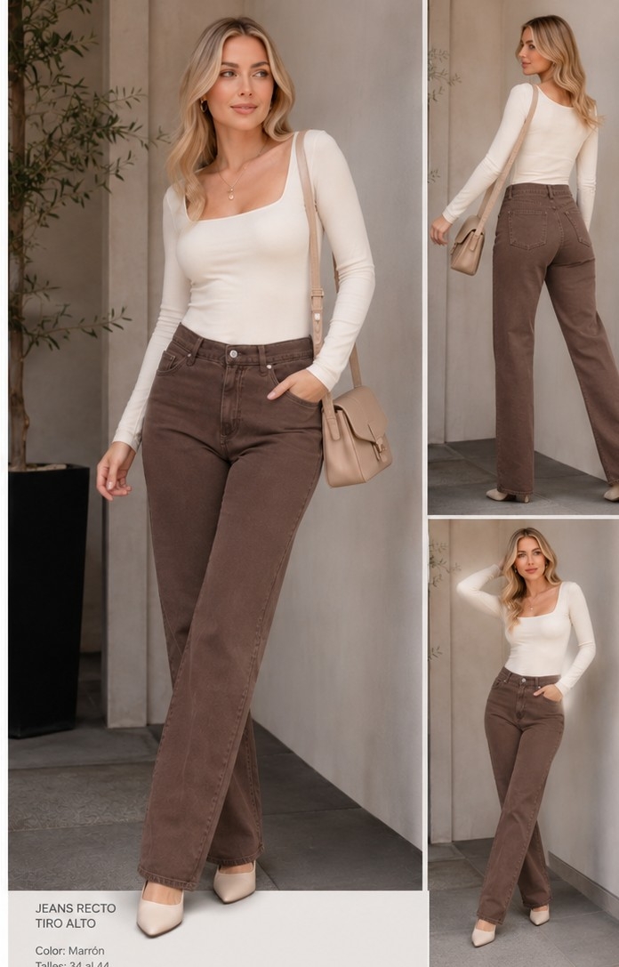 Art 1161 Jeans Color Chocolate Wide Leg - Imagen 2