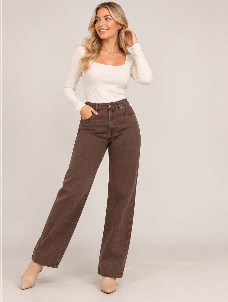Art 1161 Jeans Color Chocolate Wide Leg - Imagen 3