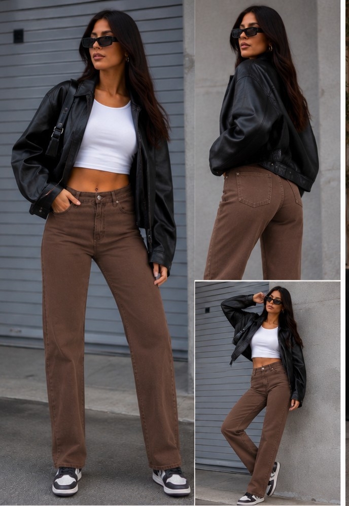 Art 1161 Jeans Color Chocolate Wide Leg - Imagen 4