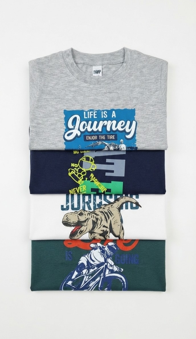 Remeras Cortas Algodón Peinado Niños - Imagen 2