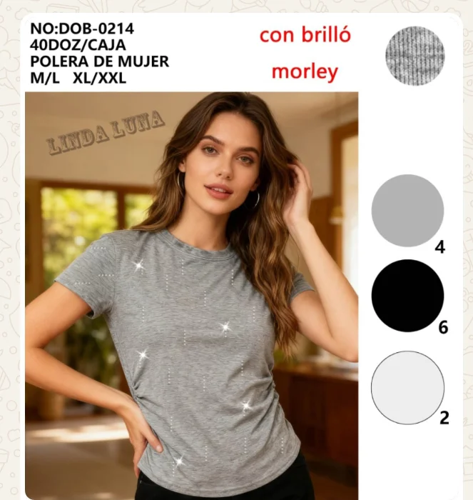 Remera. Importada Brillo