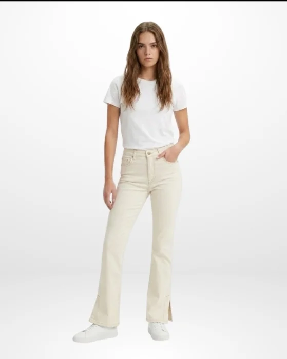Art 1154 Jeans Oxfort Beige con Abertura en Botamanga