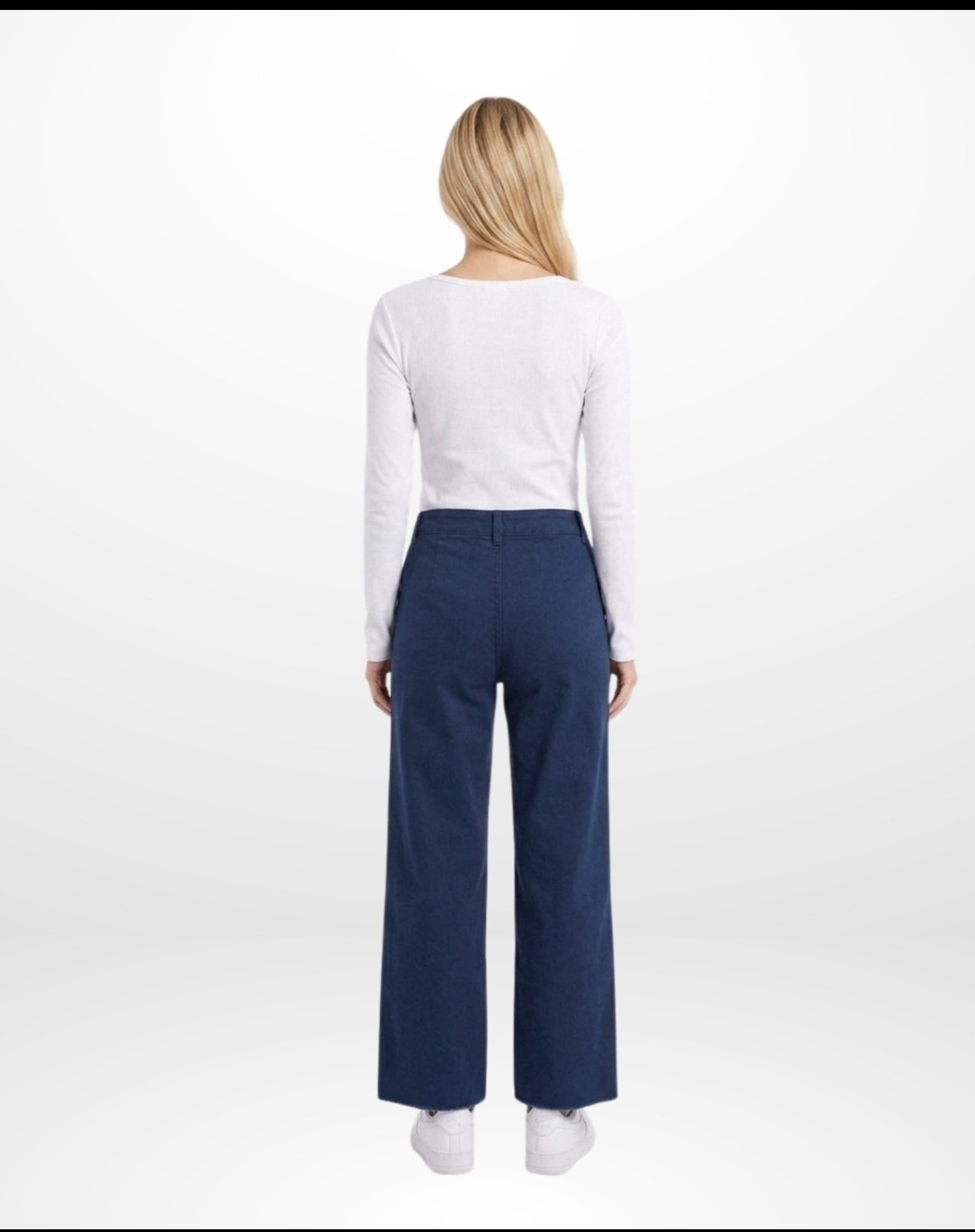 Art 26v153 Pantalon de Gabardina Elastizada Wide Leg con Flecos en Botamanga - Imagen 2