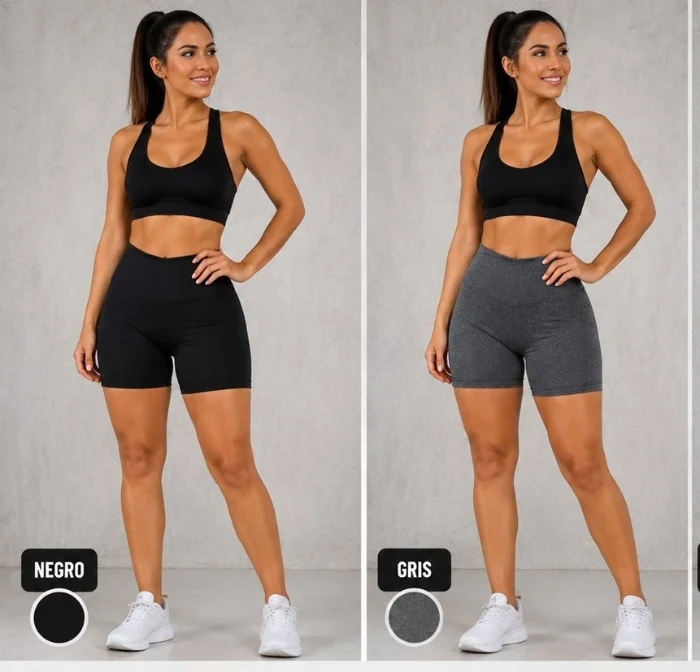 Short Laycra 1 al 6 Negro y Gris