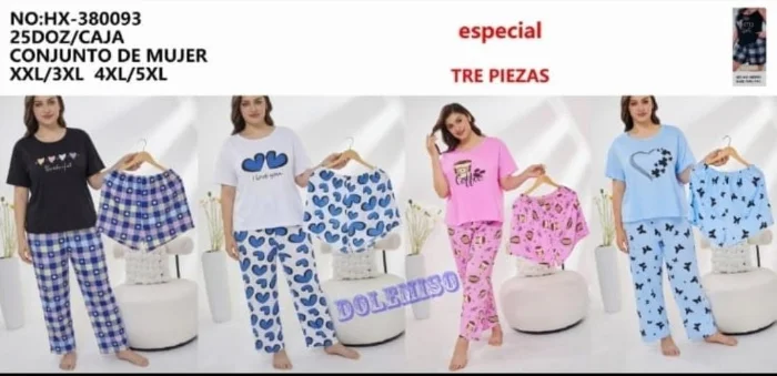 Pijamas Talle Especial 3 Piezas