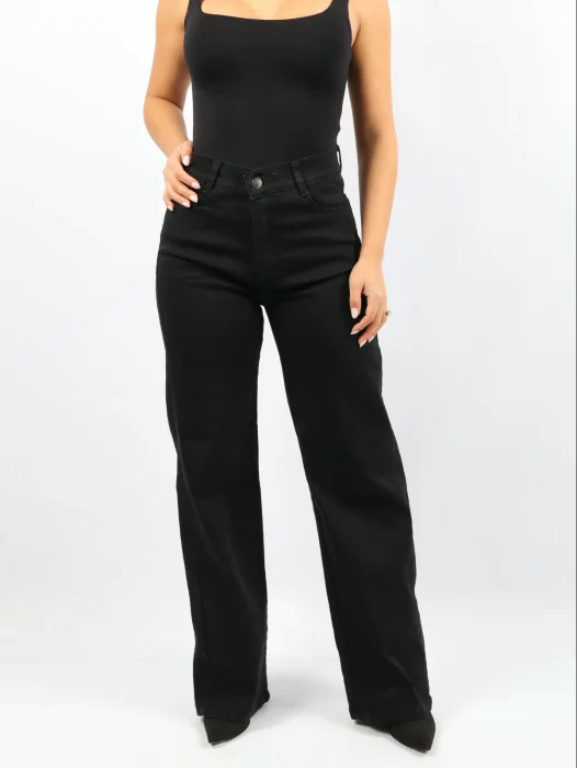 Wide Leg Elastizado Tiro Alto